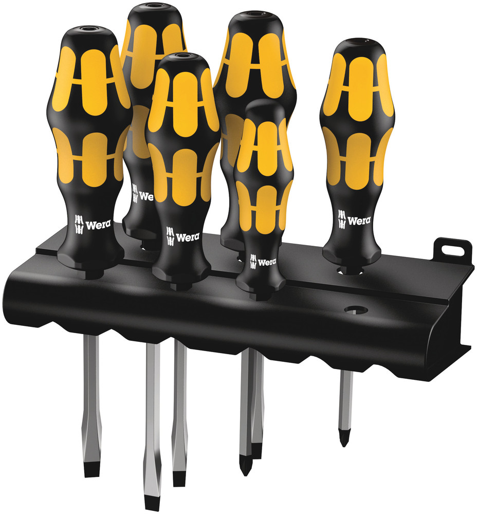 932 S/6 Screwdriver set Kraftform Wera: Chiseldriver and rack